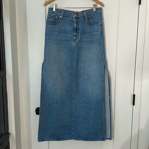 Mother Long Denim Maxi Skirt